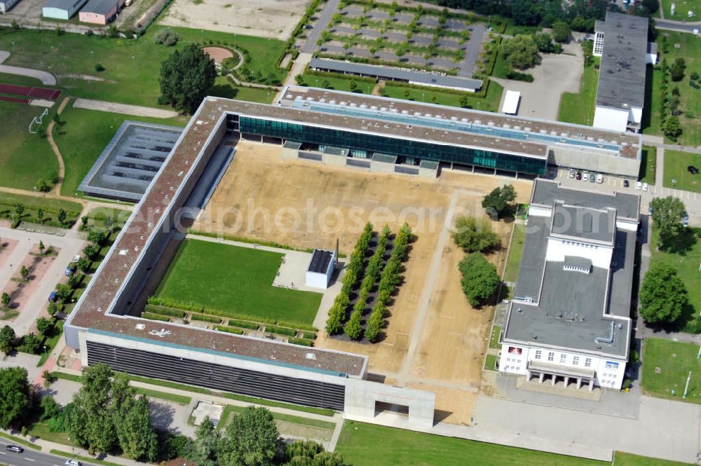 Bitterfeld from above - The vocational training center August von Parseval is a vocational school in the district of Anhalt-Bitterfeld. It is located in the western part of the local district Bitterfeld in Bitterfeld-Wolfen