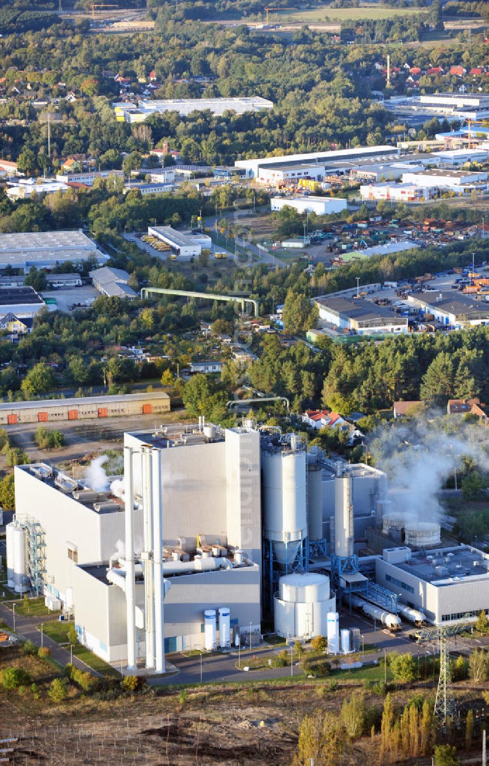 Cottbus from the bird's eye view: View of the block heat and power plant in Cottbus, which was built at the site of the old power station in 1998