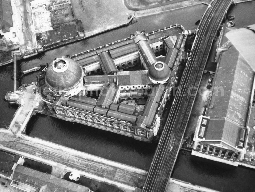 Berlin from above - The Bode Museum on Museum Island in Berlin. Bottom right of the image the Pergamon Museum can be seen