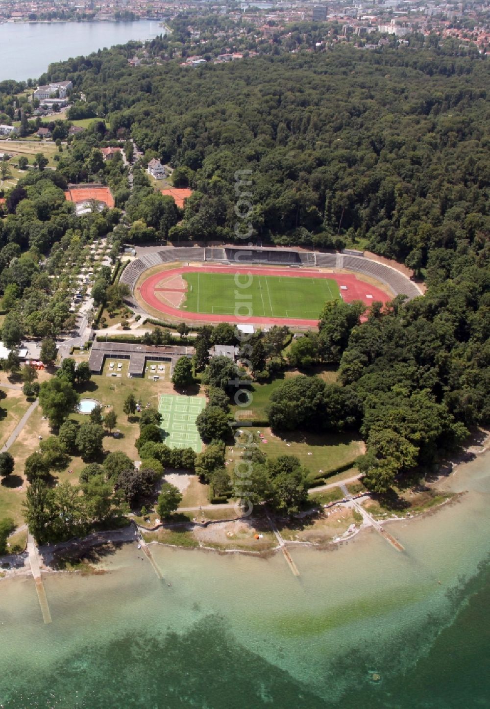 Aerial photograph Konstanz - The Bodensee Stadion is a multi-purpose stadium in Konstanz in Baden-Wuerttemberg