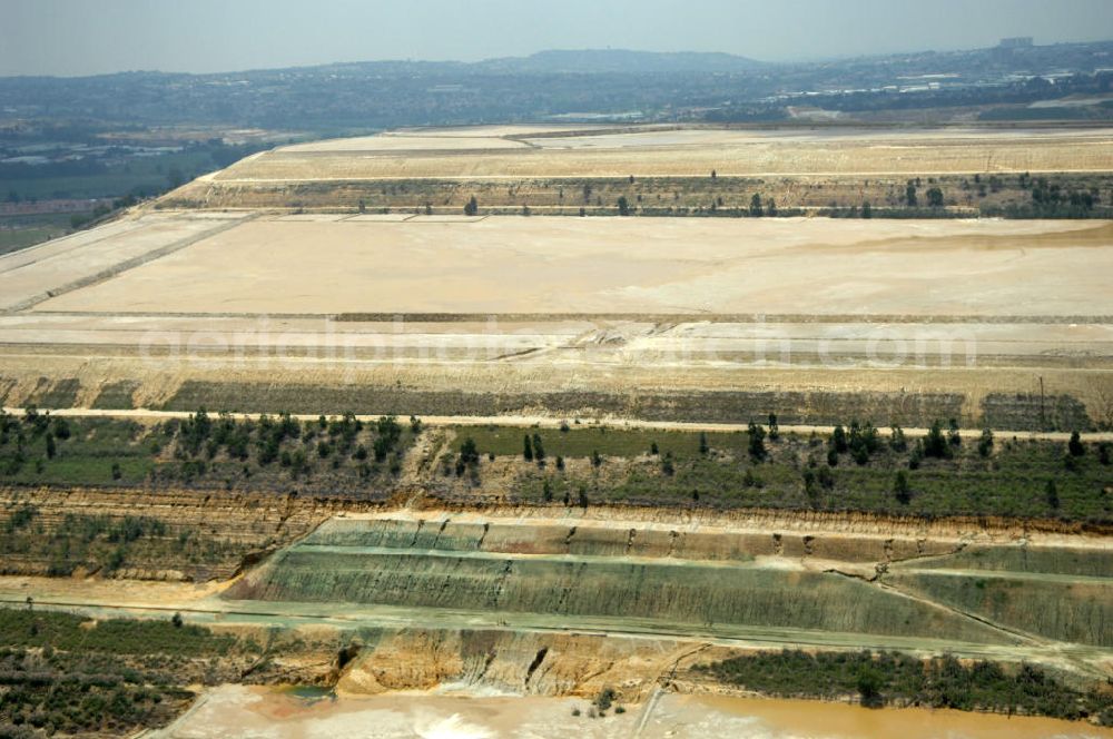 Aerial photograph JOHANNESBURG - The Central Rand Goldfield in Johannesburg, South Africa. The gold mining in this area is operated by Crown Gold Recoveries. The company belongs to DRDGold Limited