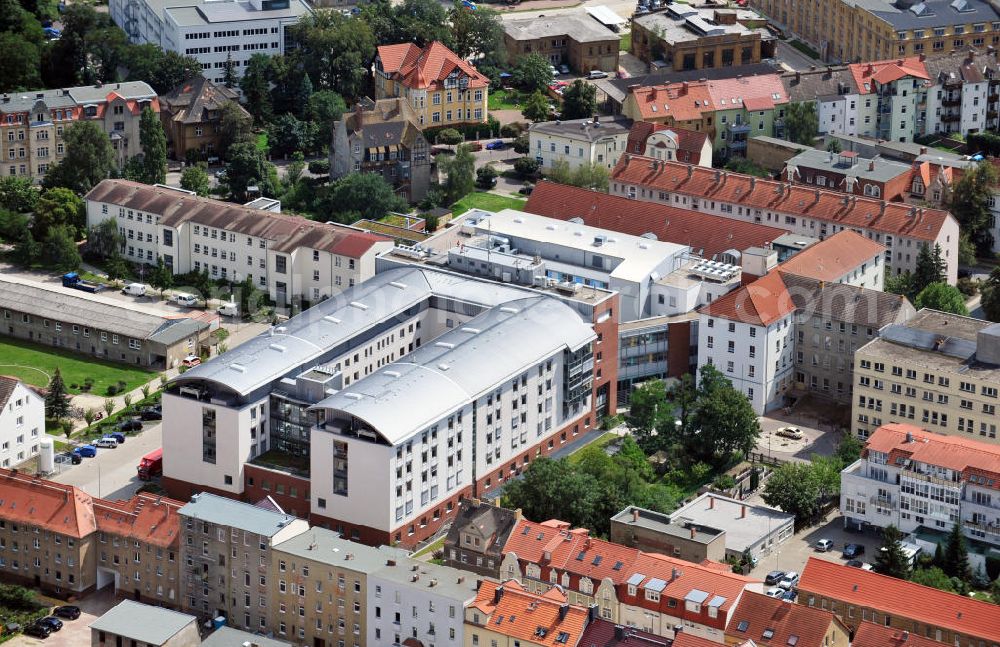 Wittenberg from the bird's eye view: View of the Protestant Paul Gerhardt hospital in Wittenberg, a hospital with special treatment facilities. It was founded more than 125 years ago