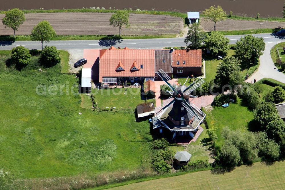 Aerial image Westerbur - The Westerbur mill was built as a Gallery Dutch windmill in 1870. It was converted to a holiday domicil and is no longer in operation