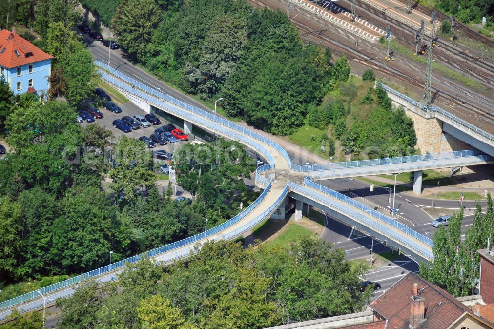 Gotha from the bird's eye view: View of the pedestrian viaduct Gothaa, which crosses the Ohrfrufer Street and South Street