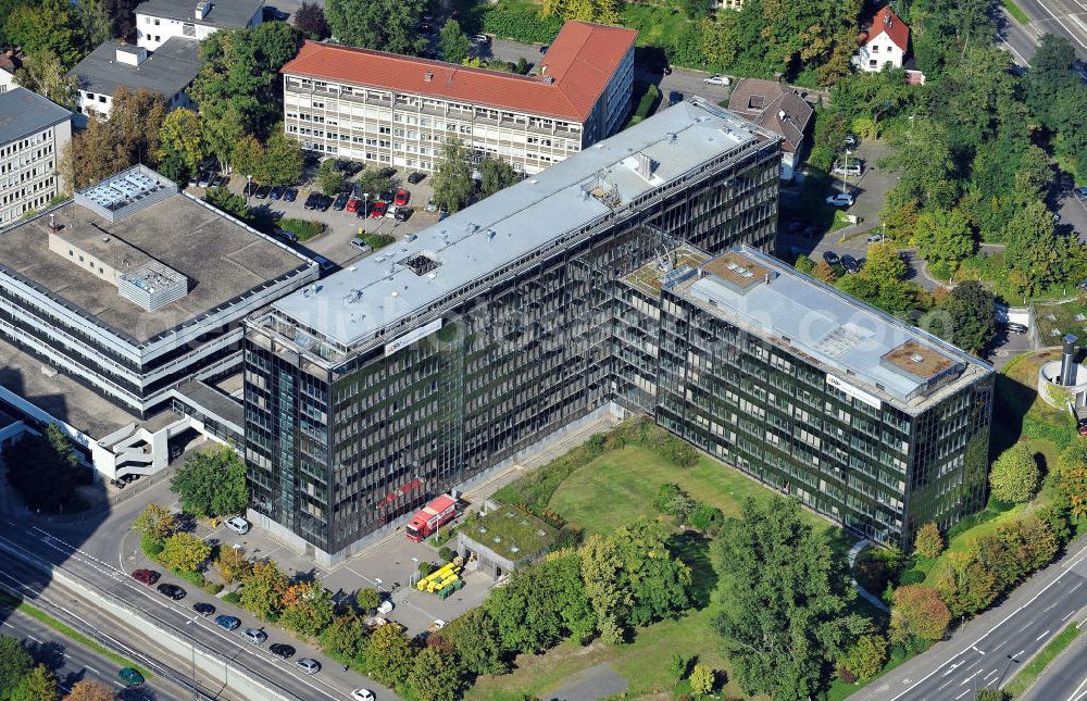 Aerial photograph Wiesbaden - Das Gebäude der Deutschen Beamtenversicherung DBV in der Frankfurter Straße in Wiesbaden. The building of the German Insurance of Officials DBV in the Frankfurter Strasse in Wiesbaden.