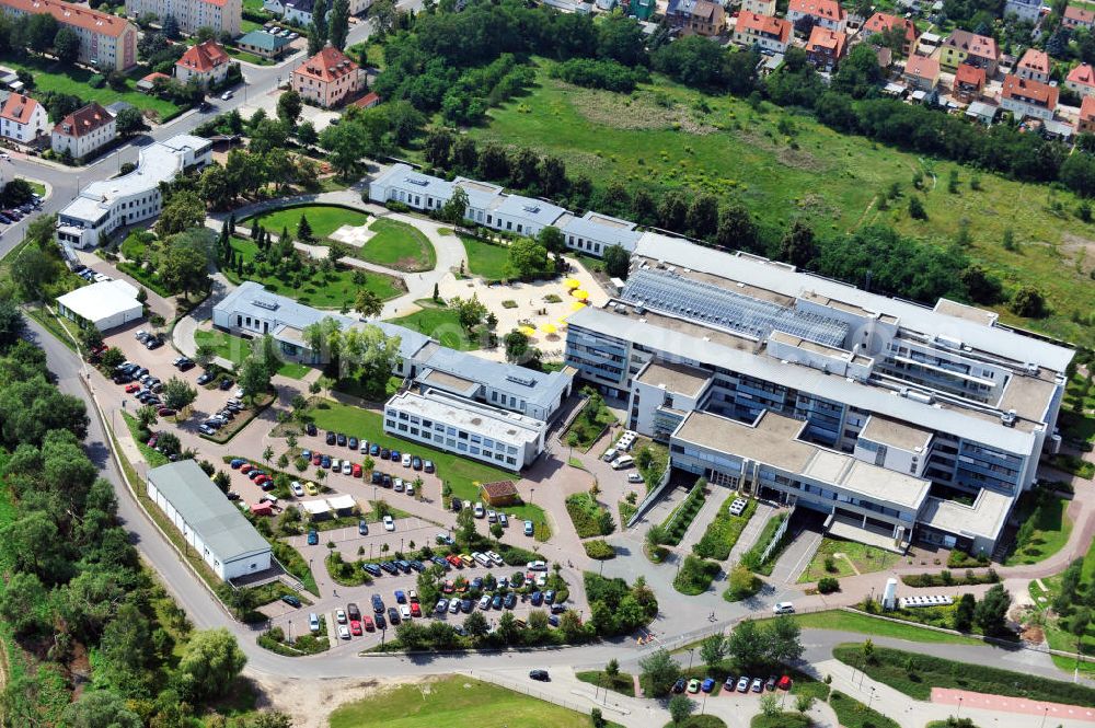 Bitterfeld from above - View at the hospital building and the adjoining park of the health center in Bitterfeld-Wolfen