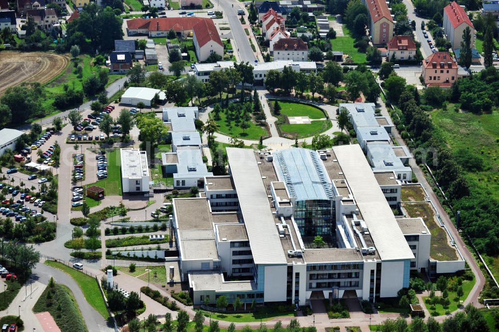 Aerial photograph Bitterfeld - View at the hospital building and the adjoining park of the health center in Bitterfeld-Wolfen