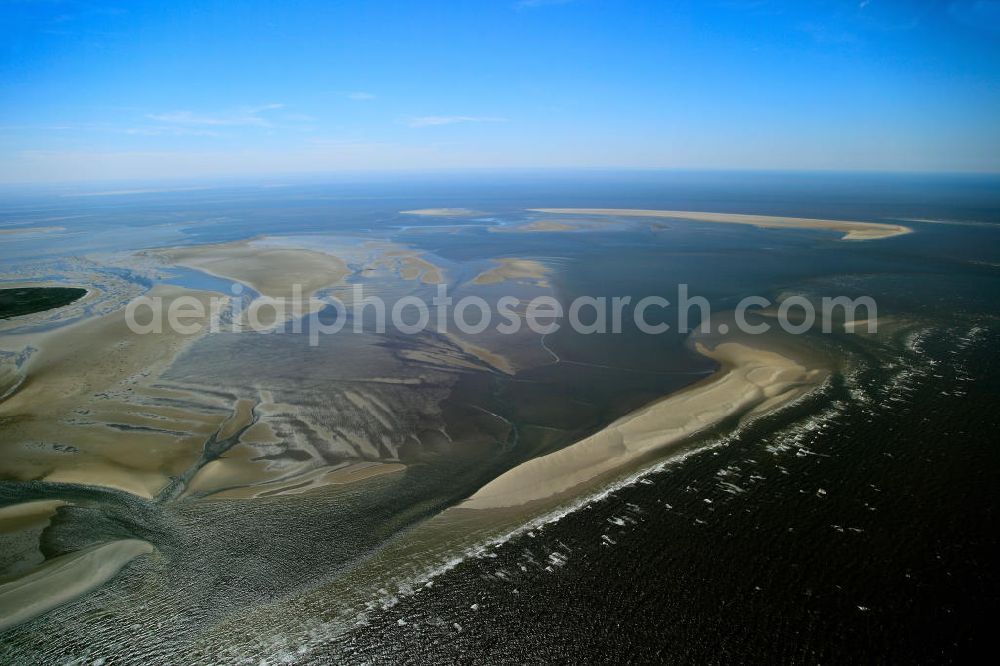 Scharhörn from above - The Hamburg Wadden Sea National Park is an exclave of the city state of Hamburg in North Germany.It is made up mainly of sand and mixed mudflats with shallow creeks, sand bars and the aforementioned dune islands