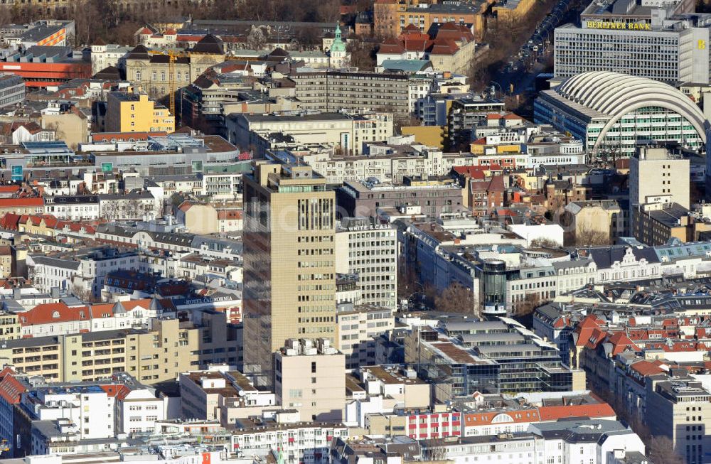 Berlin from above - View at the high building of the shopping and office complex of the Ku Damm Karree