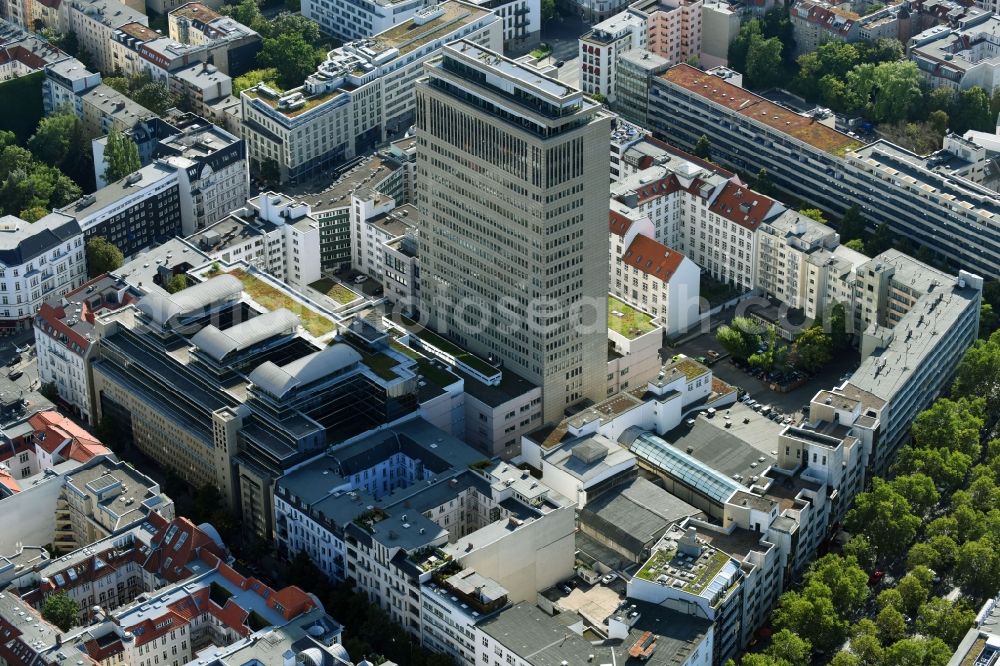 Berlin from the bird's eye view: View at the high building of the shopping and office complex of the Ku Damm Karree