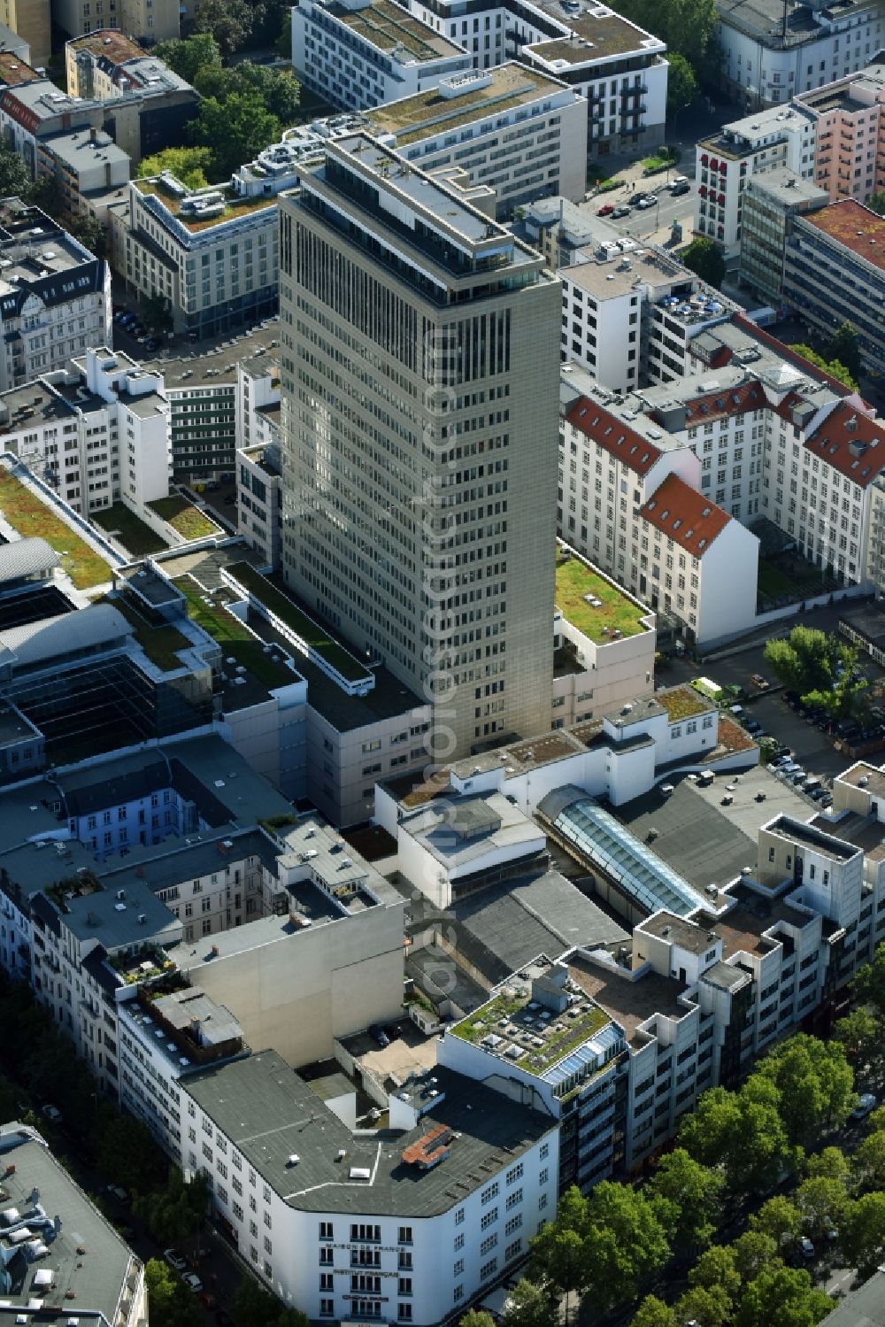 Aerial image Berlin - View at the high building of the shopping and office complex of the Ku Damm Karree