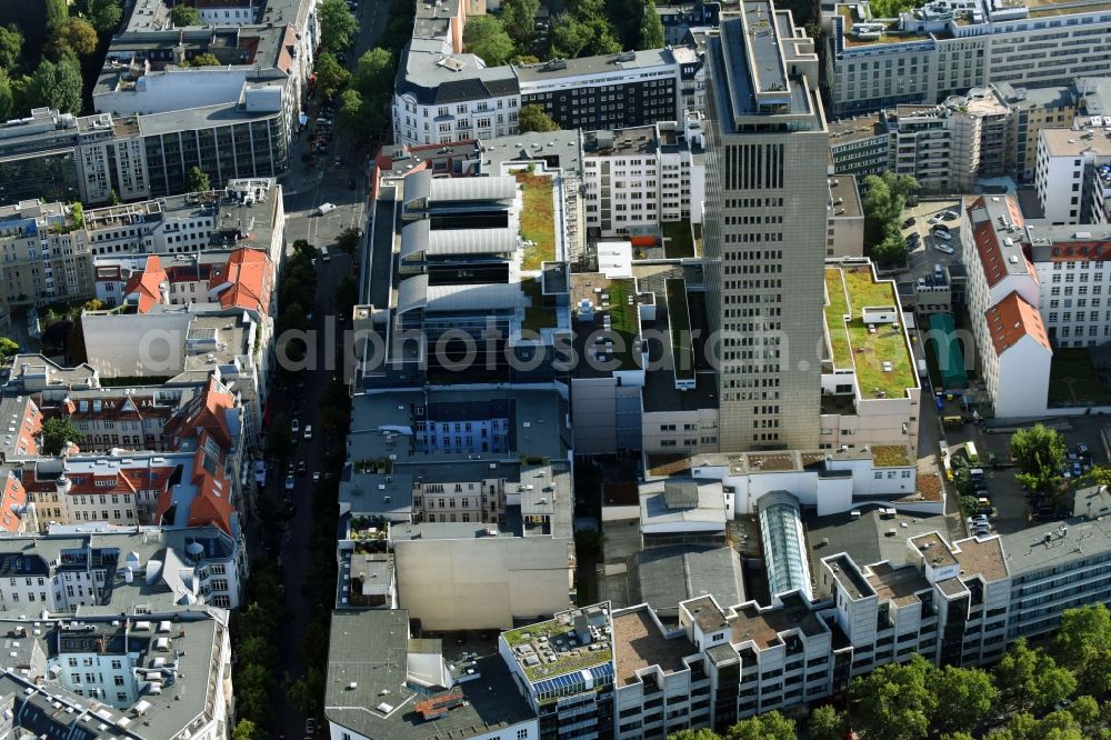 Berlin from the bird's eye view: View at the high building of the shopping and office complex of the Ku Damm Karree