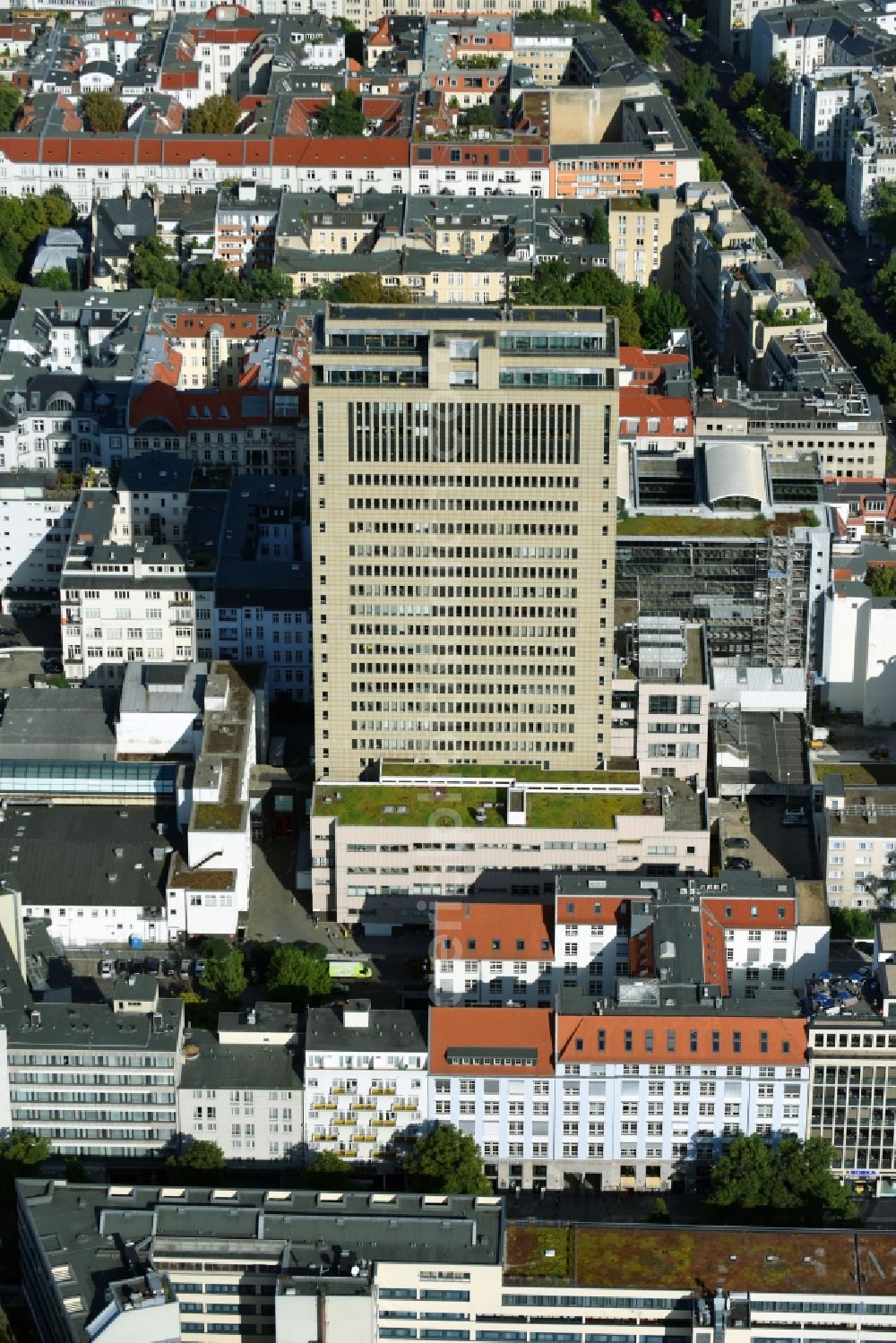 Aerial photograph Berlin - View at the high building of the shopping and office complex of the Ku Damm Karree