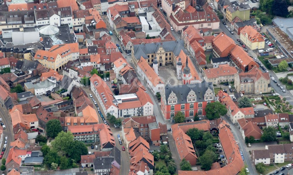 Aerial image Helmstedt - Look at the Juleum in Helmstedt in Lower Saxony. The Juleum, also Juleum novum, is a multi-story classroom and library building of the former University in the lower Saxon district of Helmstedt in Germany. The building was built between 1592 and 1612 in the Weser Renaissance style built in and is one of the most important secular buildings of this period in North Germany