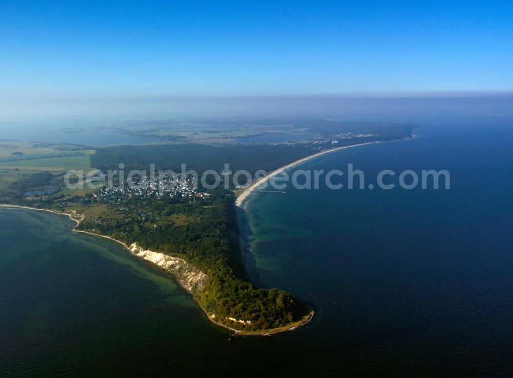 Aerial photograph Amt Mönchgut-Granitz - View of Cape Nordperd, the easternmost point of the Baltic Sea island of Ruegen. It is part of the biosphere reserve Southeast and of the nature reserve Mönchgut