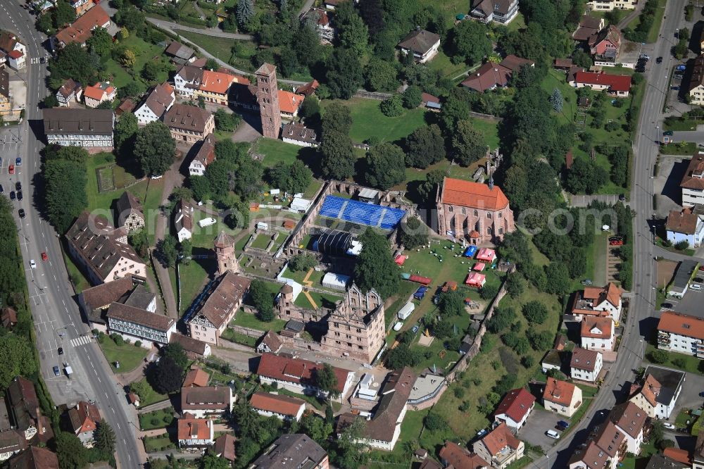 Hirsau from above - The Benedictine monastery Hirsau was temporarily one of the most important monasteries in Germany. From there went out a number of monastic foundations. At the time of its construction in the late 11th century St. Peter and Paul was the greatest architectural monastery in Germany. Between 1875 and 1988 developed several archaeological excavations, the monastery grounds