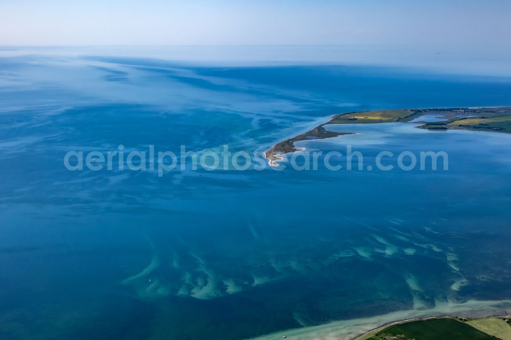 Fehmarn from the bird's eye view: The landscape protection area Krummsteert - Sulsdorfer Wiek is located in the southwest of the Baltic Sea island of Fehmarn in Schleswig-Holstein, Germany