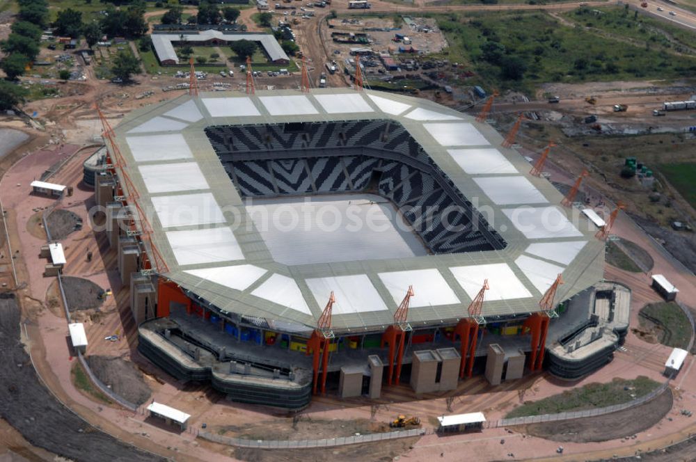 Nelspruit from the bird's eye view: Blick auf das Mbombela-Stadion in Nelspruit in der Provinz Mpumalanga in Südafrika, erbaut zur Fußball-Weltmeisterschaft. View of the Mbombela-Stadium in Nelspruit in South Africa for the FIFA World Cup 2010.