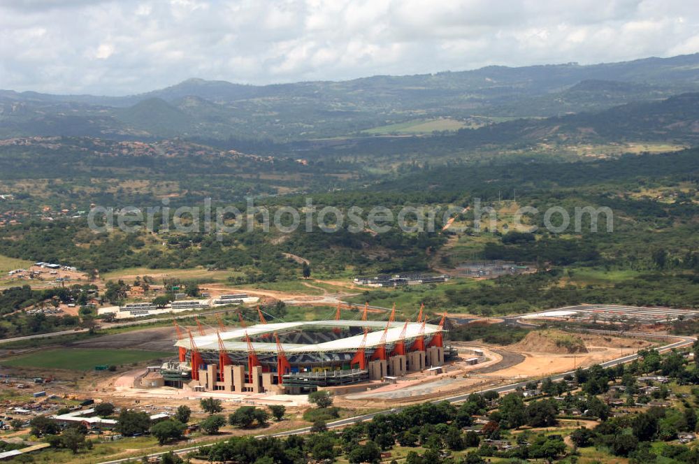 Aerial photograph Nelspruit - Blick auf das Mbombela-Stadion in Nelspruit in der Provinz Mpumalanga in Südafrika, erbaut zur Fußball-Weltmeisterschaft. View of the Mbombela-Stadium in Nelspruit in South Africa for the FIFA World Cup 2010.