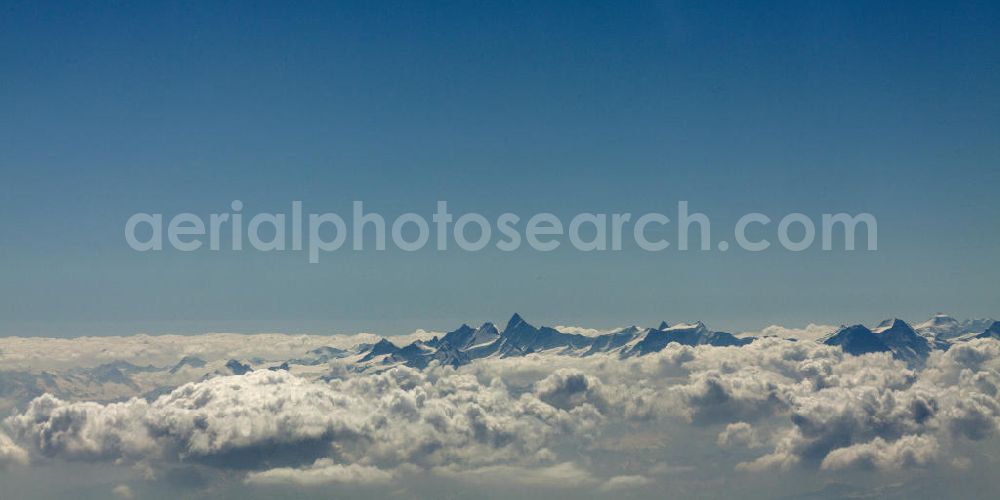 Aerial photograph Saint-Gervais-les-Bains - View at the Mont Blanc mountain mass above the clouds in the French Alps