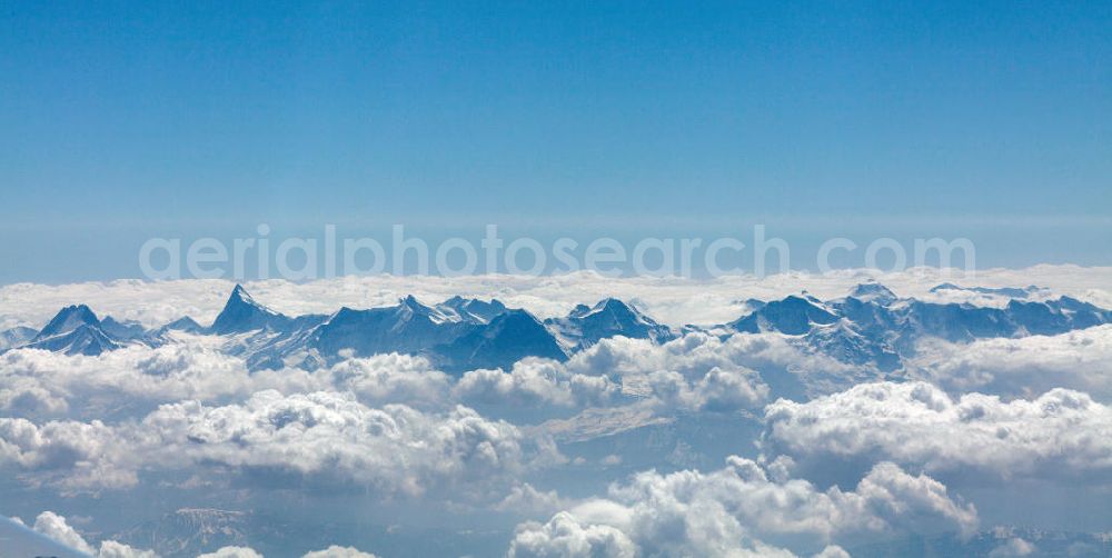 Aerial photograph Saint-Gervais-les-Bains - View at the Mont Blanc mountain mass above the clouds in the French Alps