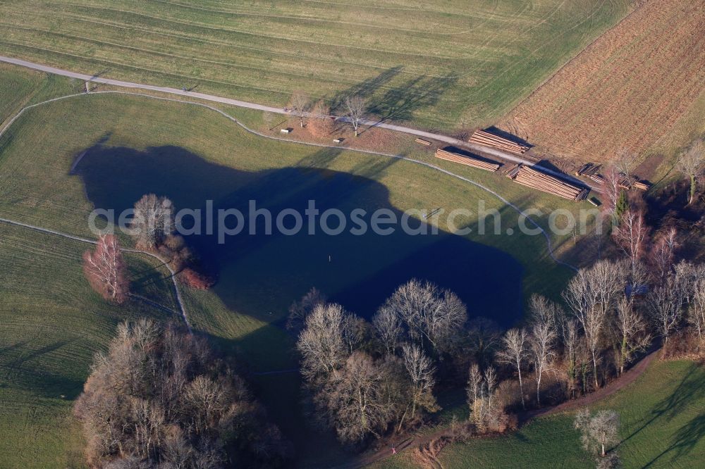 Aerial photograph Schopfheim - Landscape at Schopfheim in Baden-Wuerttemberg with the nature reserve Eichener See. The lake in the karst appears only after heavy rainfall and sometimes remains for years disappeared