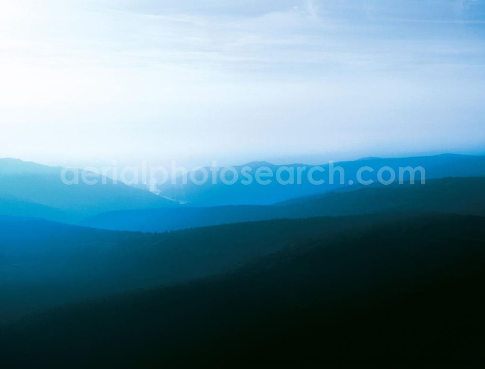 Aerial photograph Heidelberg - View of the foggy valleys of Odenwald, a german highland that ranges over three states. Near Heidelberg, it reaches its southern end