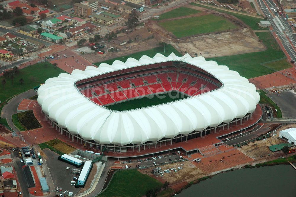 Aerial photograph Port Elizabeth - Blick auf das Nelson Mandela Stadion am Rande von Port Elizabeth in Südafrika zur Fußball- Weltmeisterschaft. View of the Nelson Mandela Stadium in Port Elizabeth in South Africa for the FIFA World Cup 2010