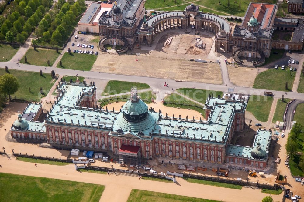 Potsdam from above - View of the New Palace in Potsdam and the communs