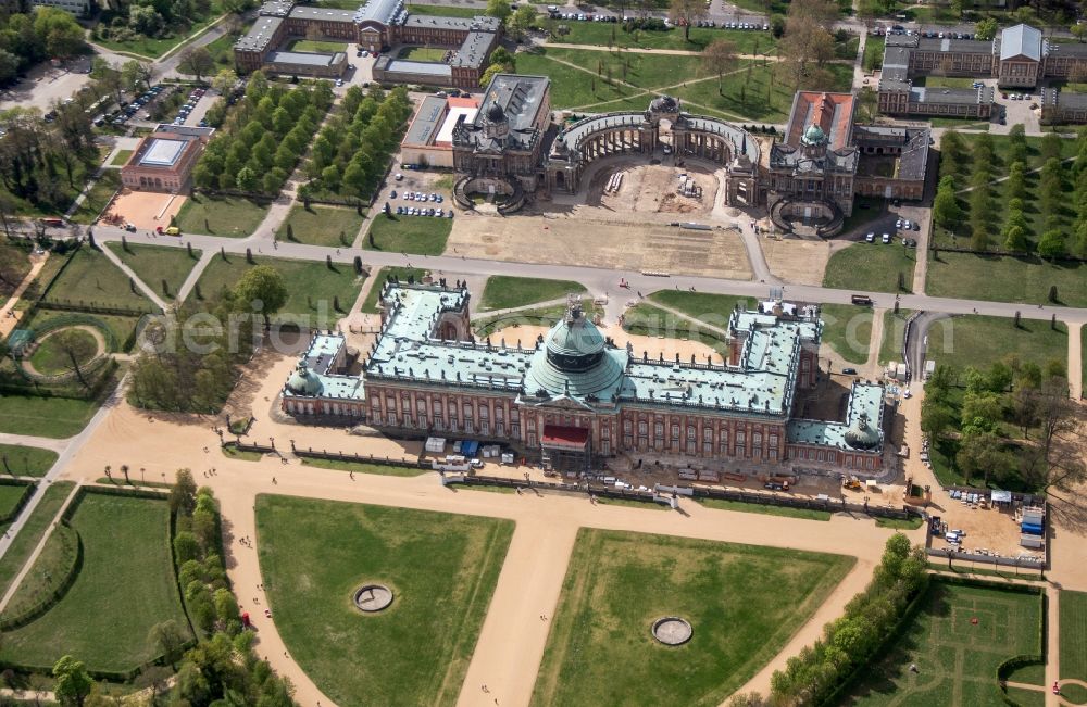 Potsdam from the bird's eye view: View of the New Palace in Potsdam and the communs