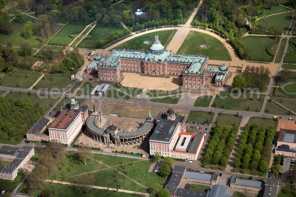 Aerial image Potsdam - View of the New Palace in Potsdam and the communs