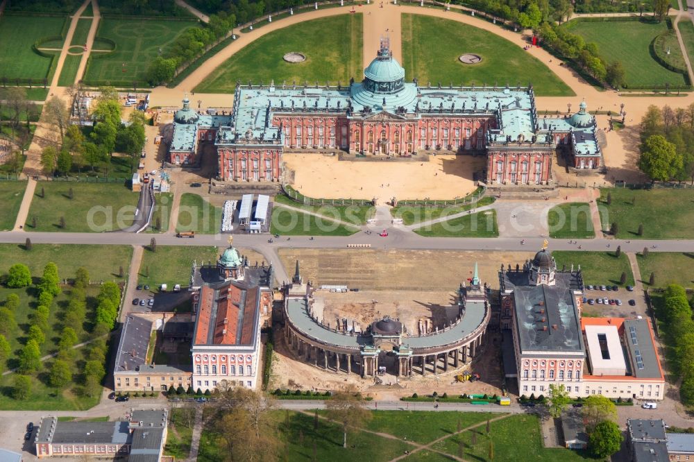 Potsdam from above - View of the New Palace in Potsdam and the communs