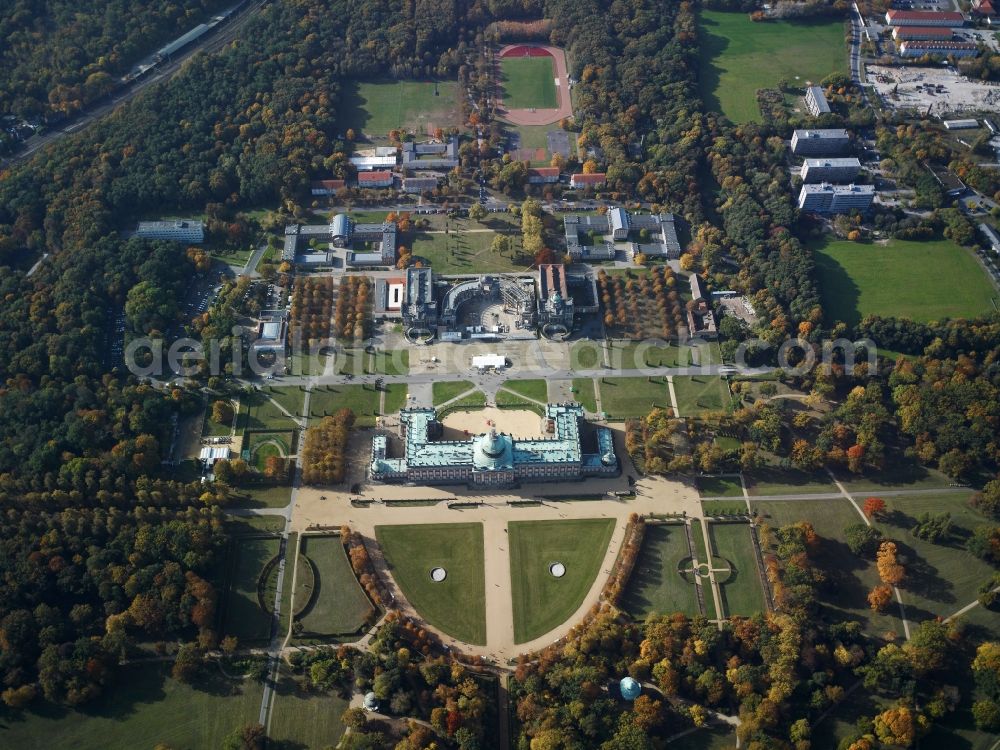 Potsdam from above - View of the New Palace in Potsdam and the communs