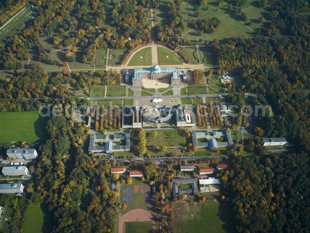 Potsdam from the bird's eye view: View of the New Palace in Potsdam and the communs