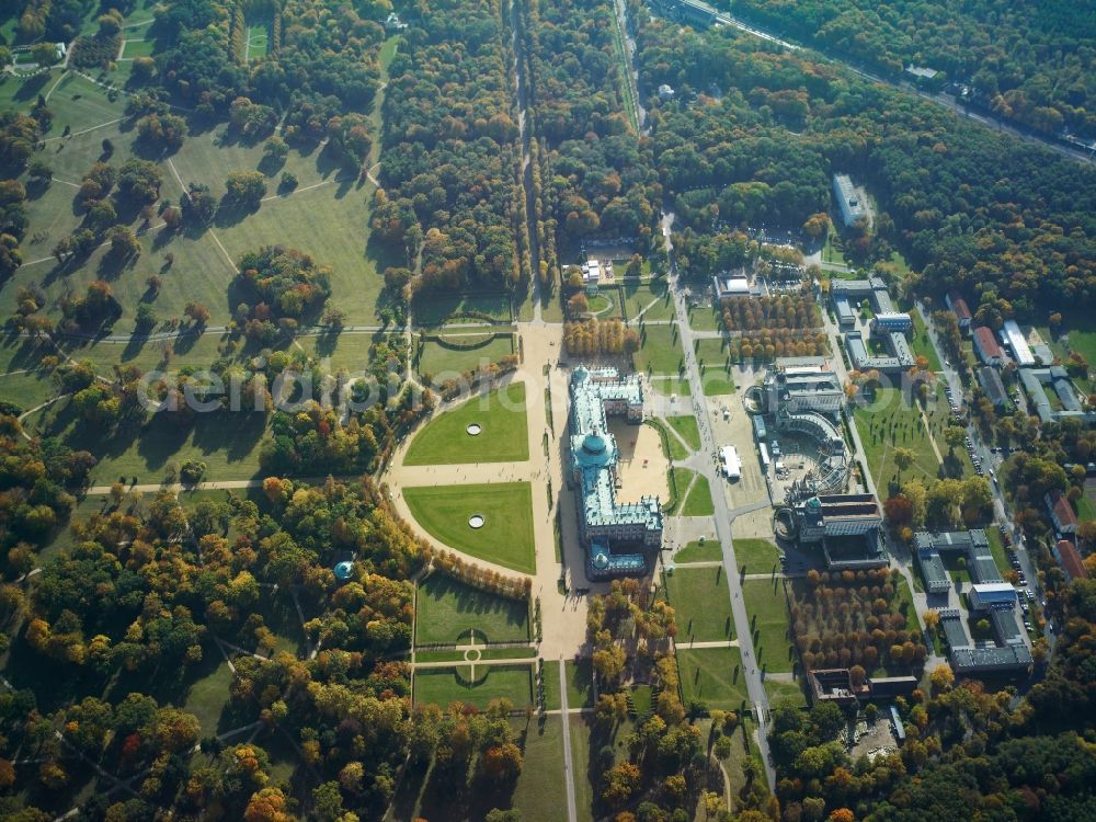 Aerial image Potsdam - View of the New Palace in Potsdam and the communs