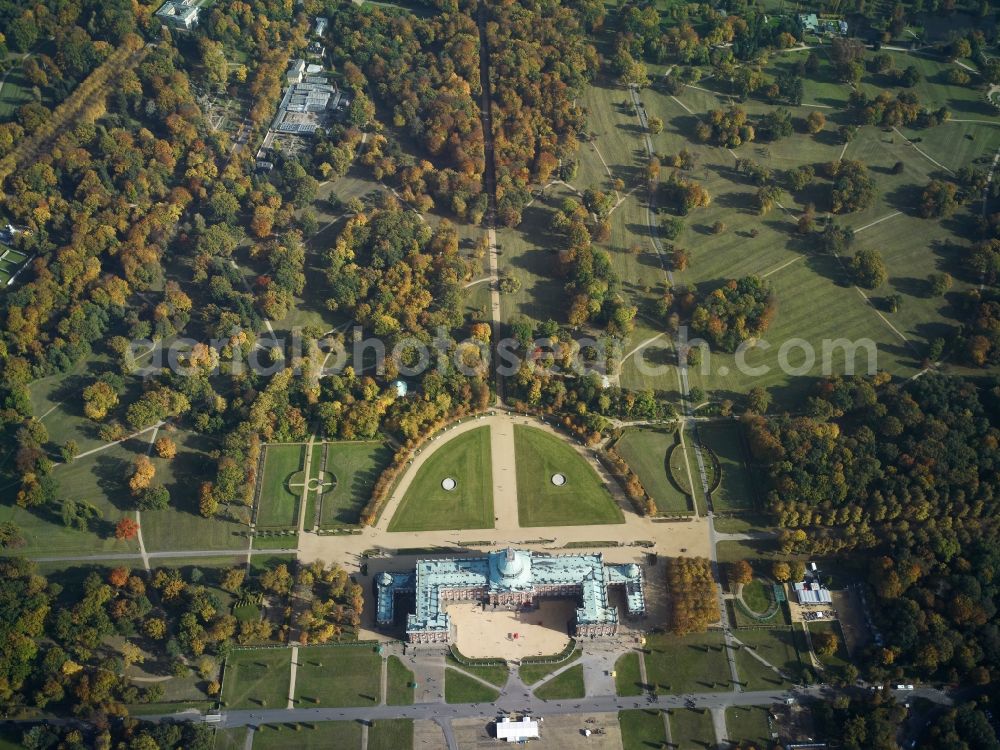 Aerial photograph Potsdam - View of the New Palace in Potsdam and the communs