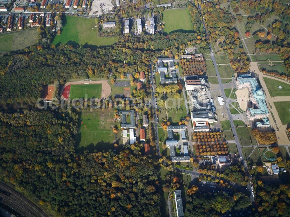 Potsdam from above - View of the New Palace in Potsdam and the communs