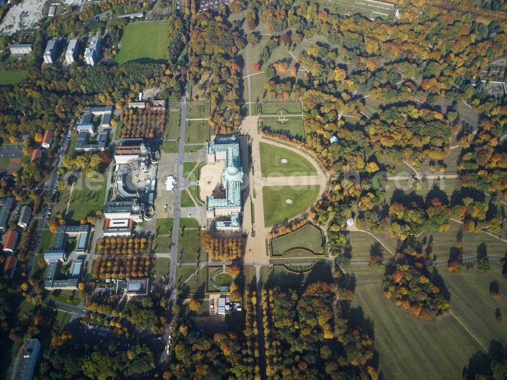 Potsdam from the bird's eye view: View of the New Palace in Potsdam and the communs