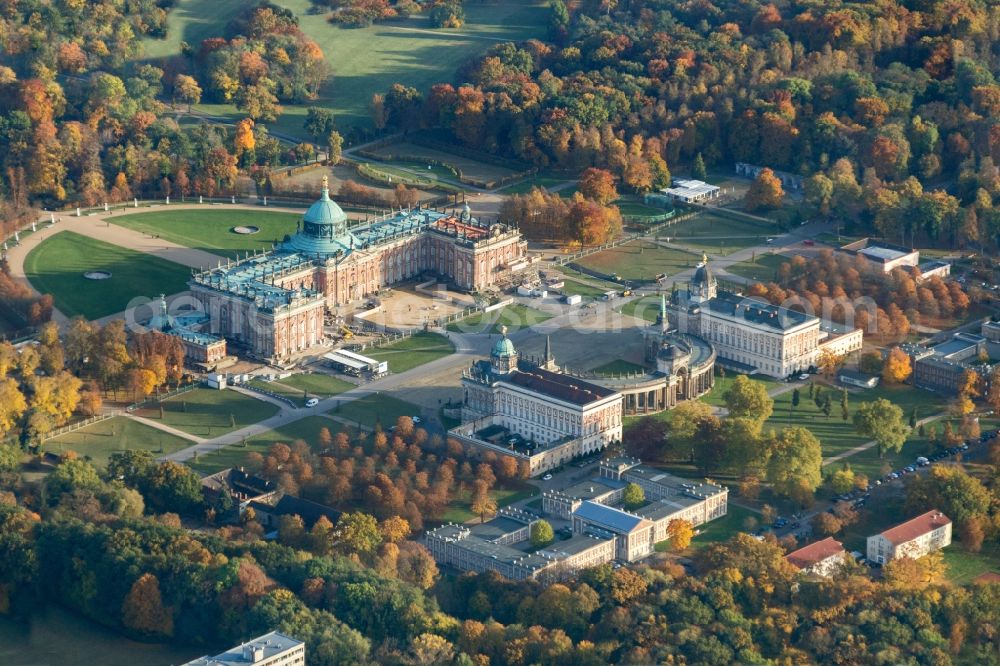 Potsdam from above - View of the New Palace in Potsdam and the communs