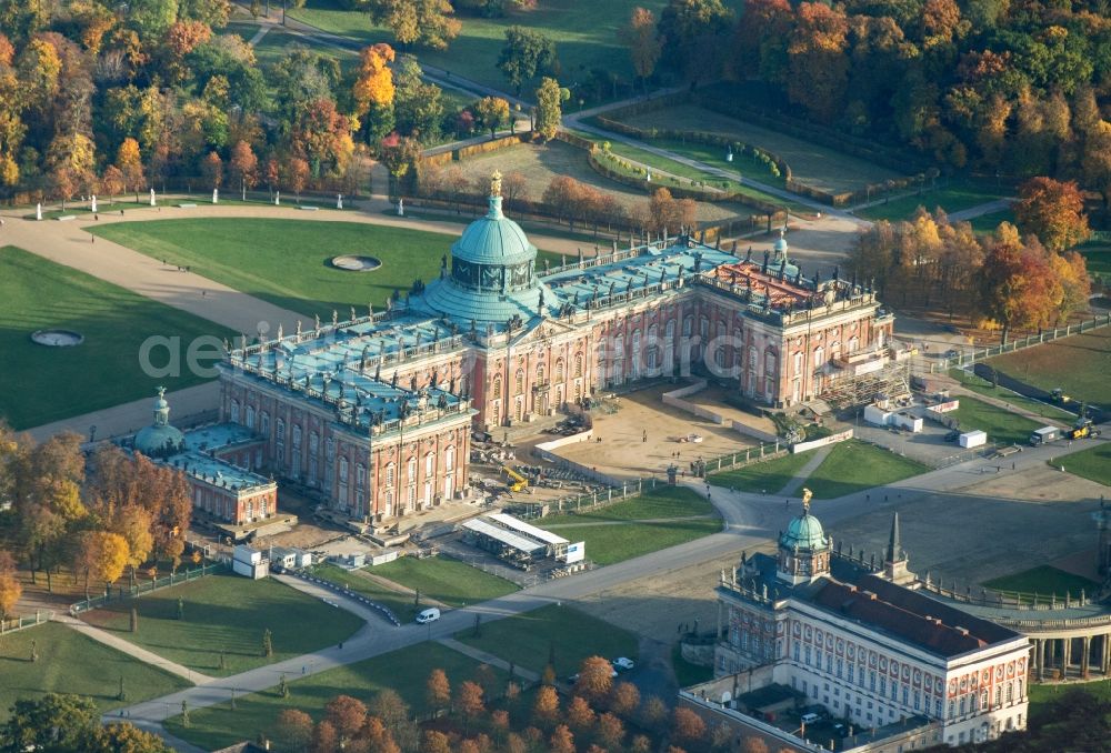 Potsdam from the bird's eye view: View of the New Palace in Potsdam and the communs