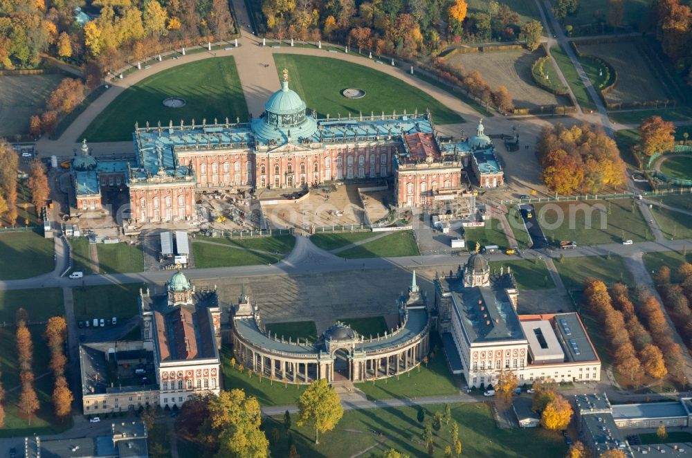 Aerial photograph Potsdam - View of the New Palace in Potsdam and the communs