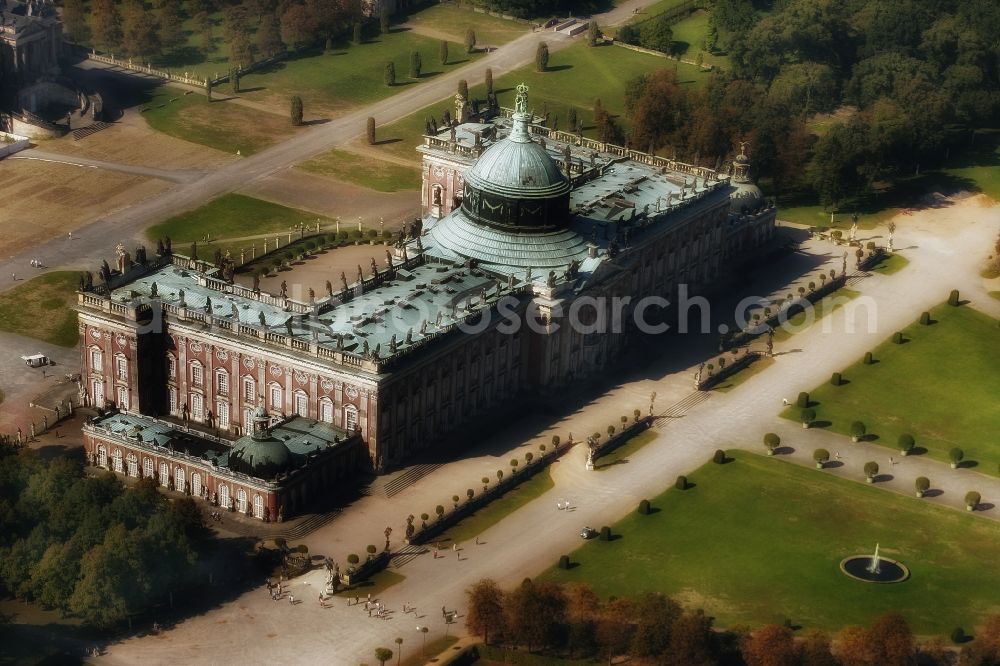 Aerial photograph Potsdam - View of the New Palace in Potsdam and the communs