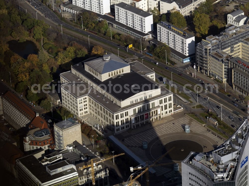 Leipzig from above - The opera house at the Augustusplatz in Leipzig in Saxony