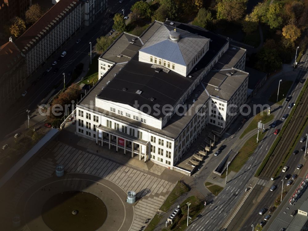 Leipzig from the bird's eye view: The opera house at the Augustusplatz in Leipzig in Saxony