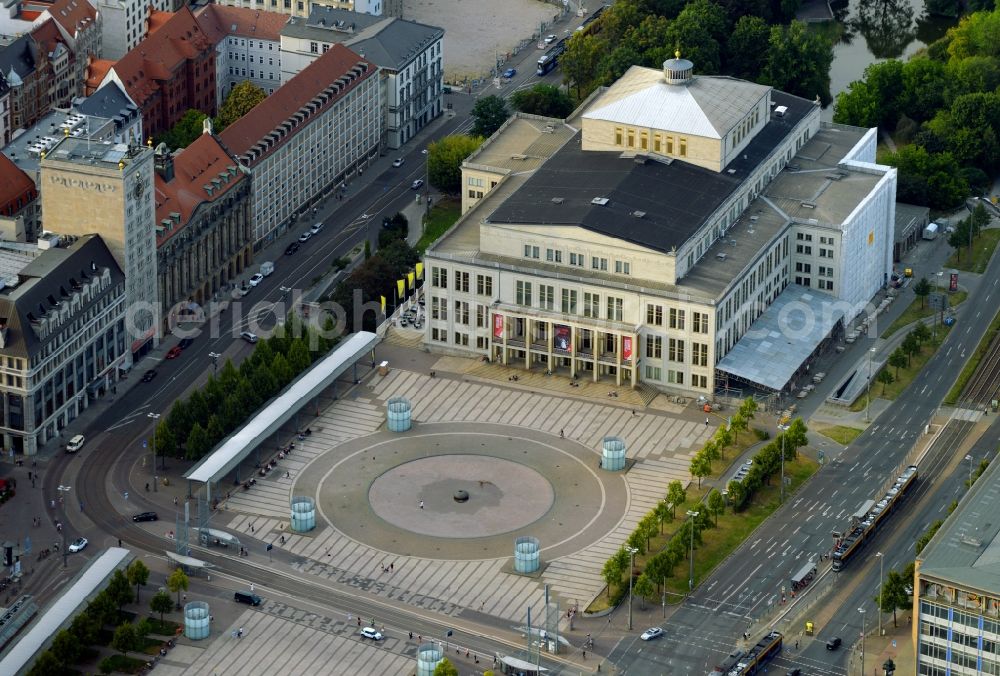 Leipzig from above - The opera house at the Augustusplatz in Leipzig in Saxony