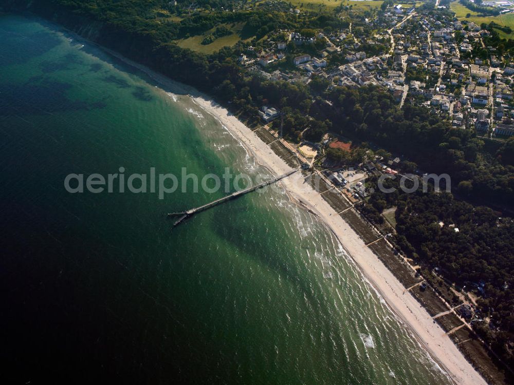 Mönchgut - Granitz from the bird's eye view: View of Göhren, a municipality in the district on the peninsula Mönchgut of Ruegen in Mecklenburg-Western Pomerania. It includes the Cape Nordperd, the easternmost point of Rügen