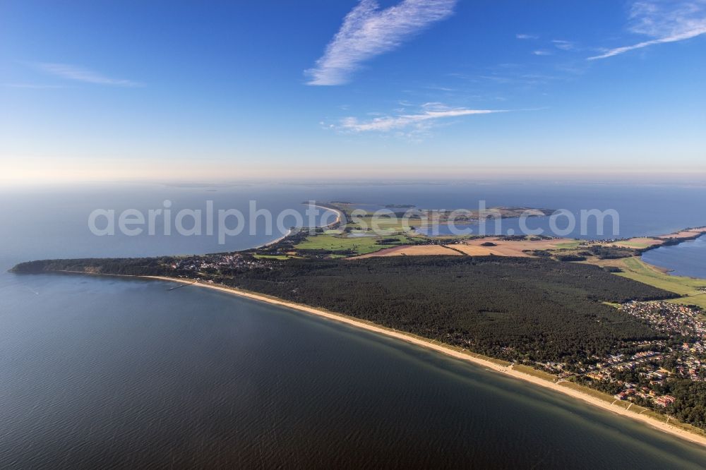 Aerial photograph Göhren - View of Goehren, a municipality in the district on the peninsula Moenchgut of Ruegen in Mecklenburg-Western Pomerania. It includes the Cape Nordperd, the easternmost point of Ruegen