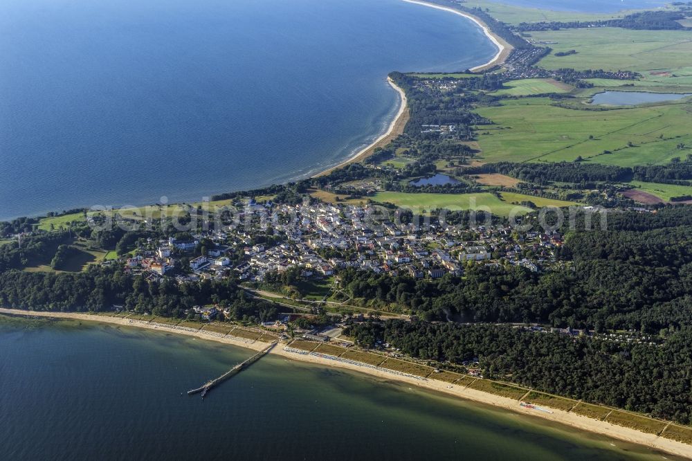 Göhren from the bird's eye view: View of Goehren, a municipality in the district on the peninsula Moenchgut of Ruegen in Mecklenburg-Western Pomerania. It includes the Cape Nordperd, the easternmost point of Ruegen