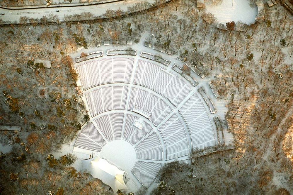 Berlin-Wuhlheide from the bird's eye view: ; Blick auf das verschneite Oststadion in der Wuhlheide-Köpenick.