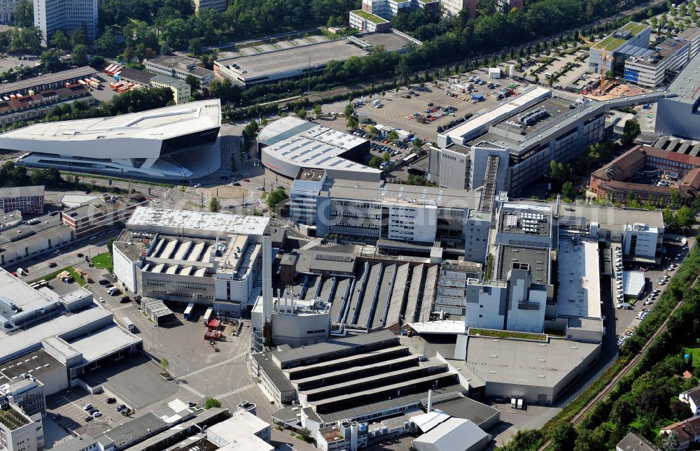 Aerial image Stuttgart - Das Gelände des Porsche-Zentrums an der Schwieberdinger Straße in Stuttgart-Zuffenhausen. The area of the Porsche Center at the Schwieberdinger Strasse in Stuttgart-Zuffenhausen.